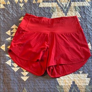 lululemon athletica Red Athletic High Rise Speed Shorts 4 in inseam